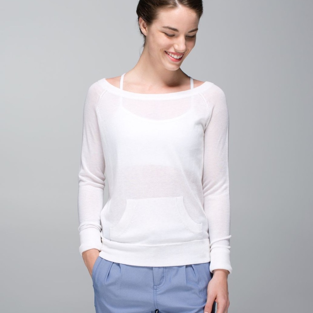 NWOT Lululemon Chai Time Pullover II in Heathered White